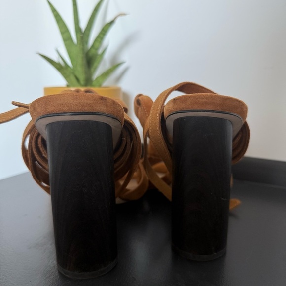 Aldo camel brown suede strappy lace up Exerila block heel sandals - size 10 - Picture 8 of 8